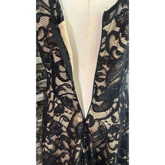 Vtg Black Lace Dress Lined Tulle USA XL Whimsy Goth Punk A-line Holiday LA Scala - Picture 6 of 7